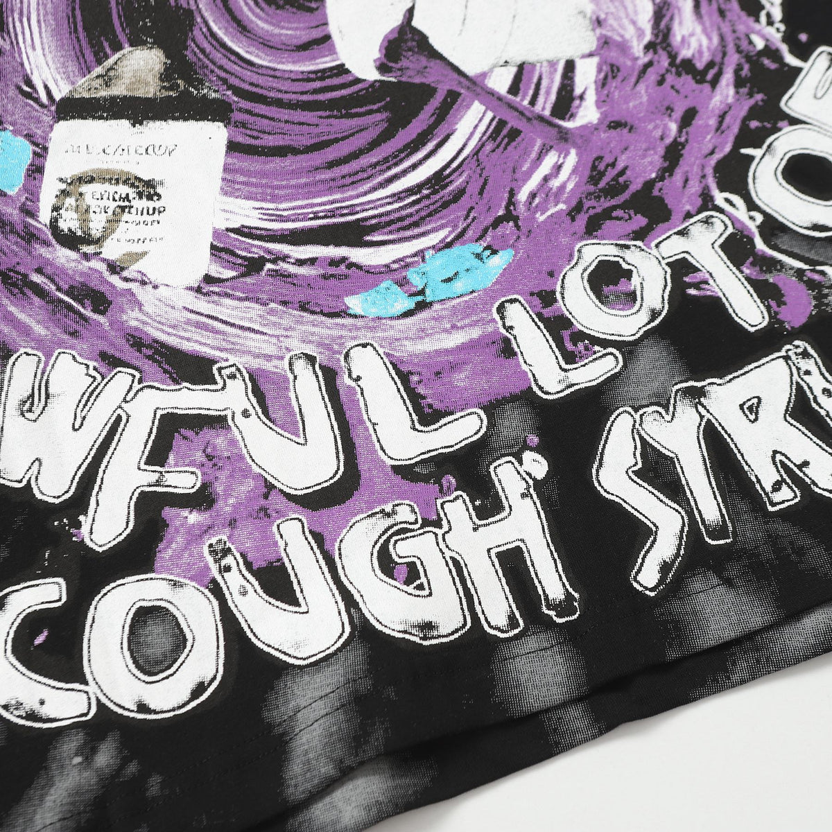 THAT'S A AWFUL LOT OF COUGH SYRUP Black Front & Back Graphic T-Shirt ¡ª detail