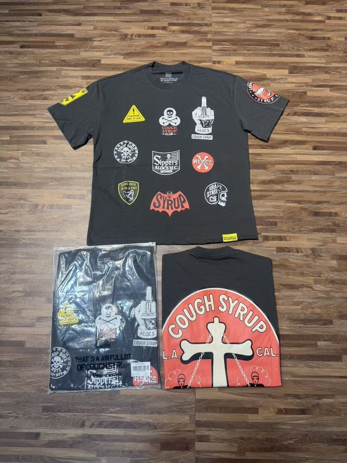 THAT'S A AWFUL LOT OF COUGH SYRUP Patch Graphic Short-Sleeve T-Shirt ¡ª context