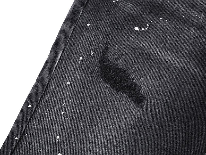 Purple Brand Black Paint Splatter Distressed Jeans ¡ª detail