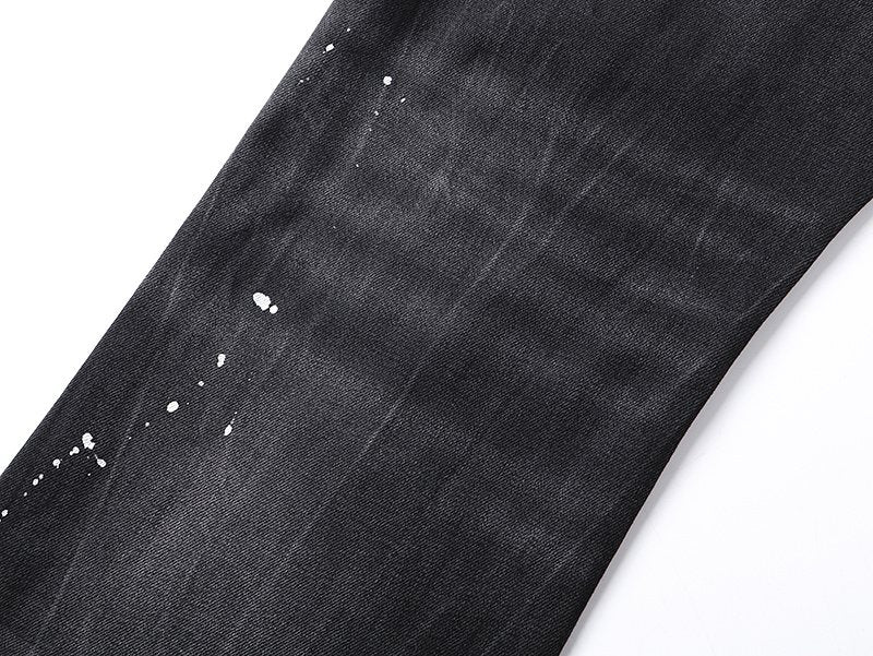 Purple Brand Black Paint Splatter Distressed Jeans ¡ª detail