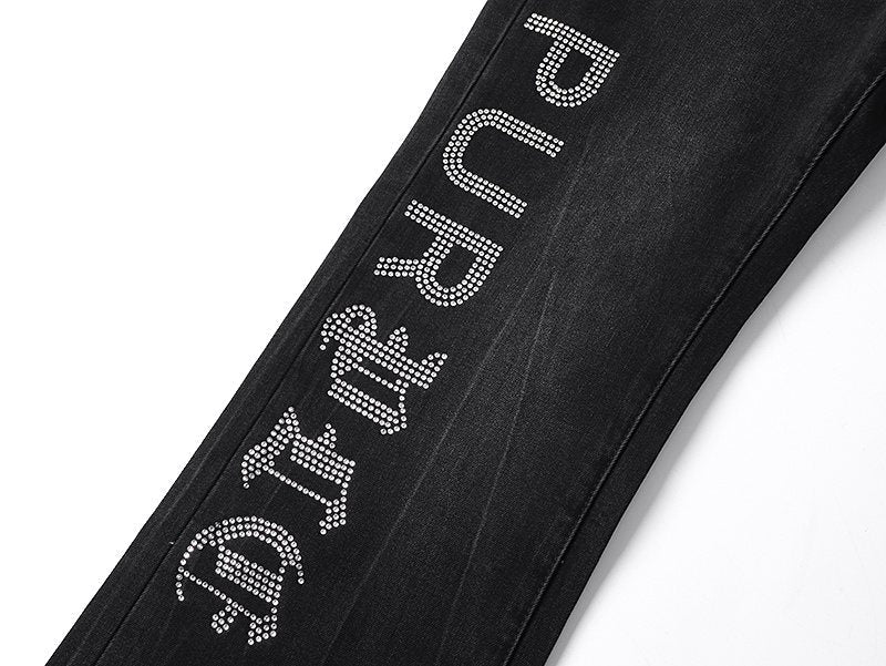 Purple Brand Black Washed Rhinestone Detail Jeans ¡ª detail