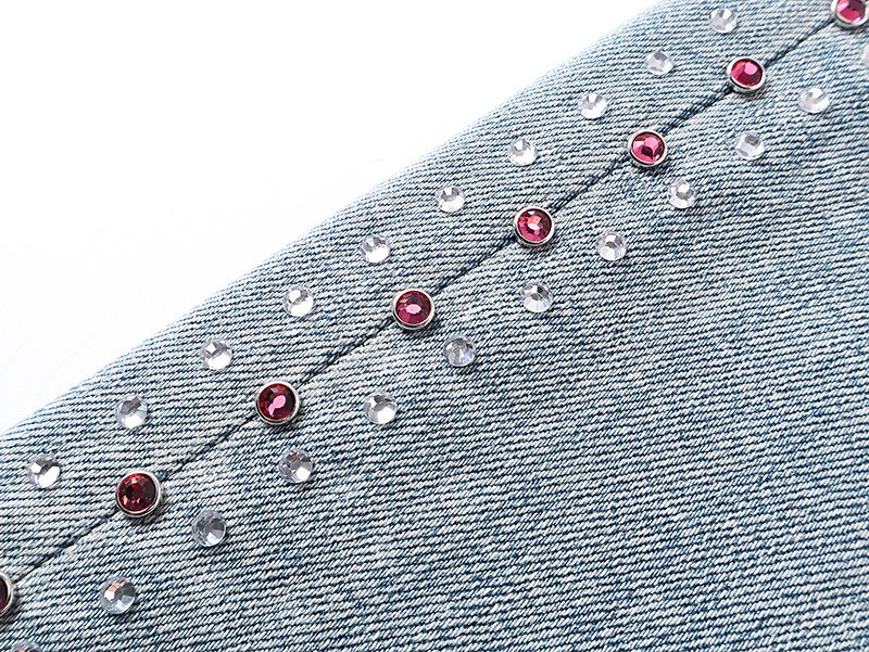 Purple Brand Light Blue Rhinestone Flare Jeans ¡ª detail