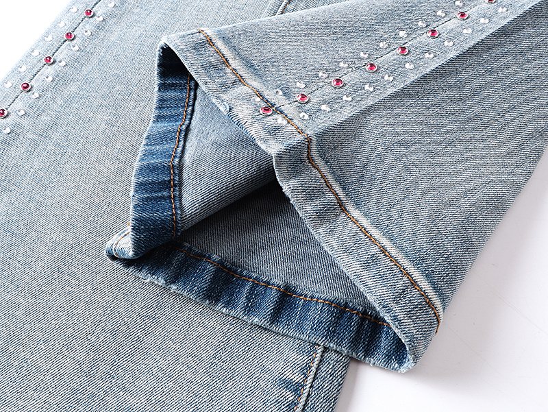 Purple Brand Light Blue Rhinestone Flare Jeans ¡ª detail