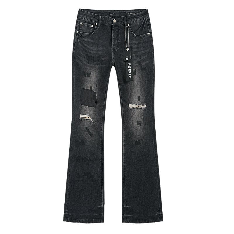 Purple Brand Black Distressed Bootcut Jeans ¡ª front