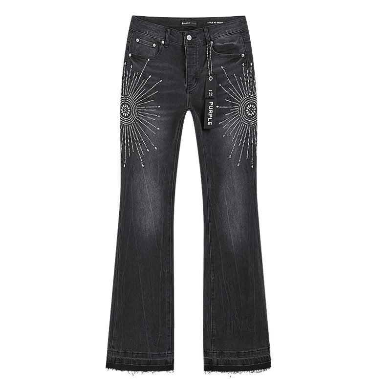 Purple Brand Rhinestone Sunburst Flare Jeans ¡ª hero
