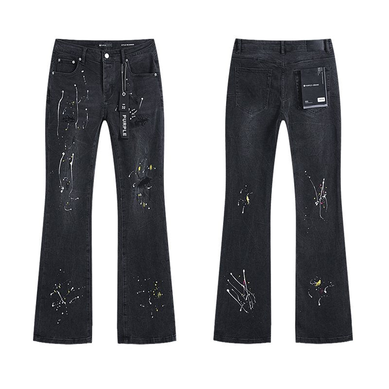 Purple Brand Paint-Splatter Distressed Black Jeans ¡ª hero