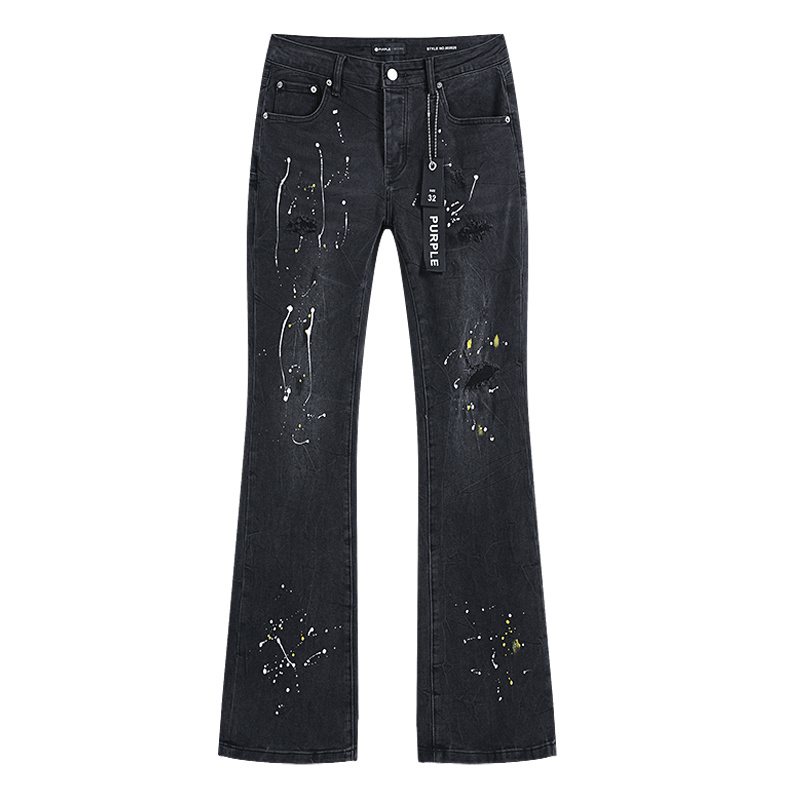 Purple Brand Paint-Splatter Distressed Black Jeans ¡ª front