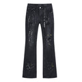 Purple Brand Paint-Splatter Distressed Black Jeans ¡ª front