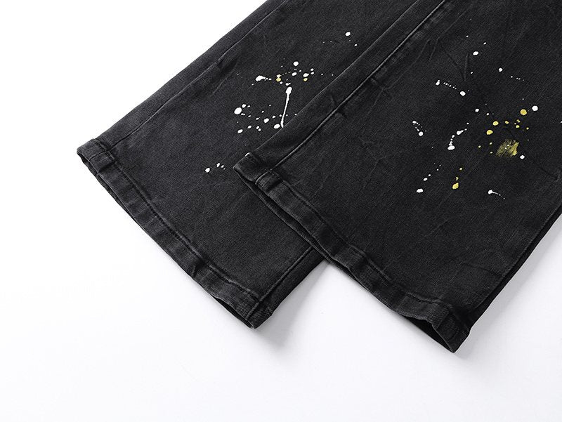 Purple Brand Paint-Splatter Distressed Black Jeans ¡ª detail