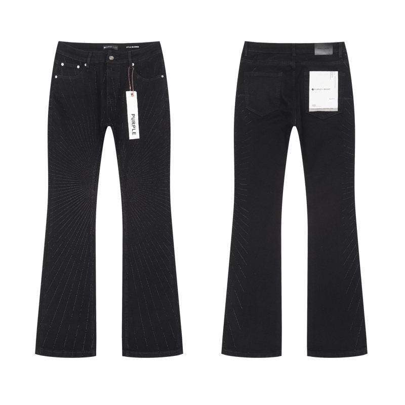 Purple Brand Black Rhinestone Stripe Flared Jeans ¡ª hero
