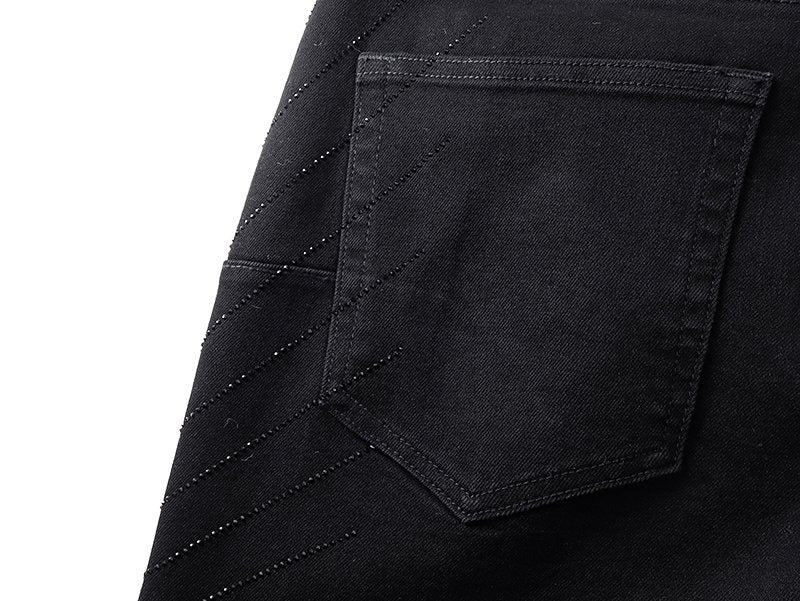 Purple Brand Black Rhinestone Stripe Flared Jeans ¡ª detail