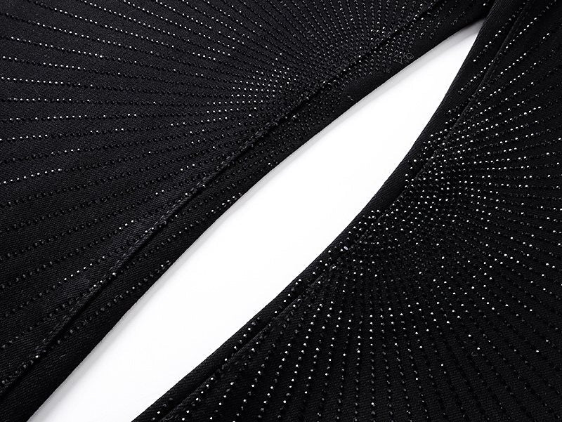 Purple Brand Black Rhinestone Stripe Flared Jeans ¡ª detail
