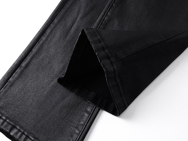 Purple Brand Black Coated-Look Bootcut Jeans ¡ª detail
