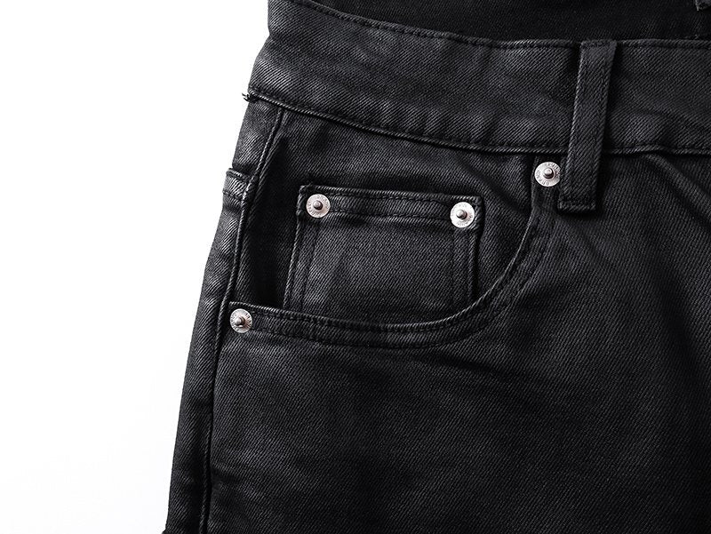Purple Brand Black Coated-Look Bootcut Jeans ¡ª detail