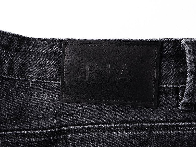 RTA Black Cross-Stud Washed Denim Jeans ¡ª detail