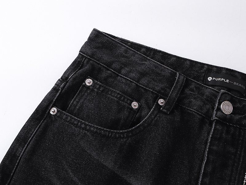 Purple Brand Black Faded Whiskered Jeans ¡ª detail
