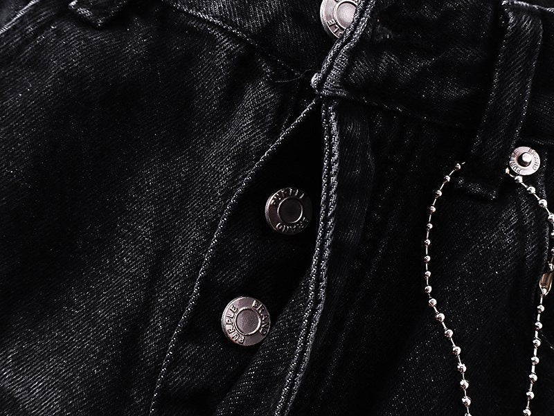 Purple Brand Black Faded Whiskered Jeans ¡ª detail