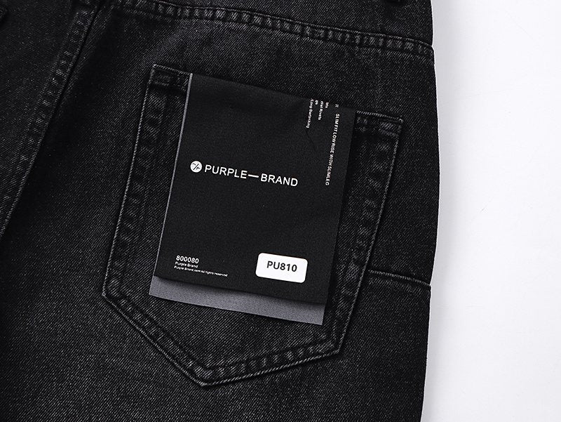Purple Brand Black Faded Whiskered Jeans ¡ª detail