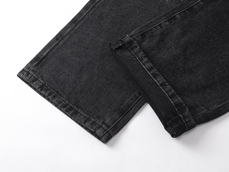 Purple Brand Black Rhinestone Washed Jeans ¡ª detail