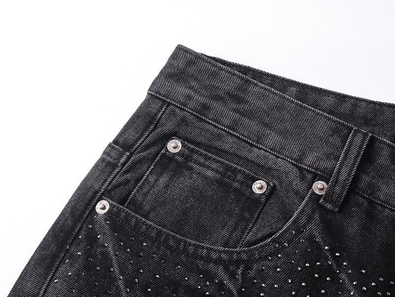 Purple Brand Black Rhinestone Washed Jeans ¡ª detail