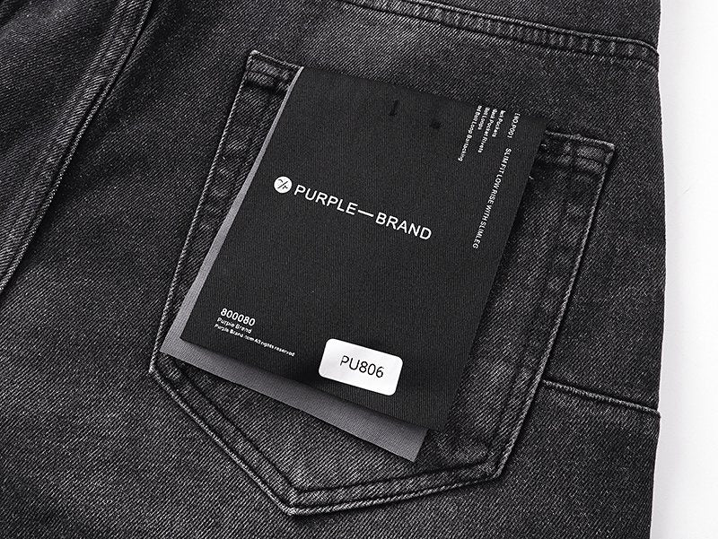 Purple Brand Black Distressed Ripped-Knee Jeans ¡ª detail