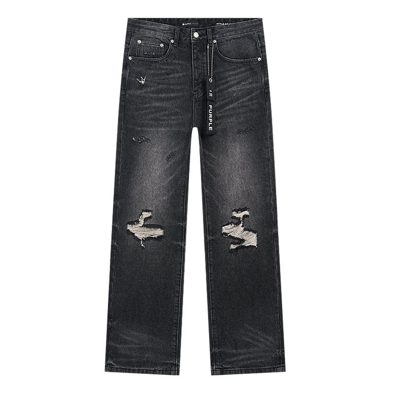 Purple Brand Black Distressed Ripped-Knee Jeans ¡ª hero
