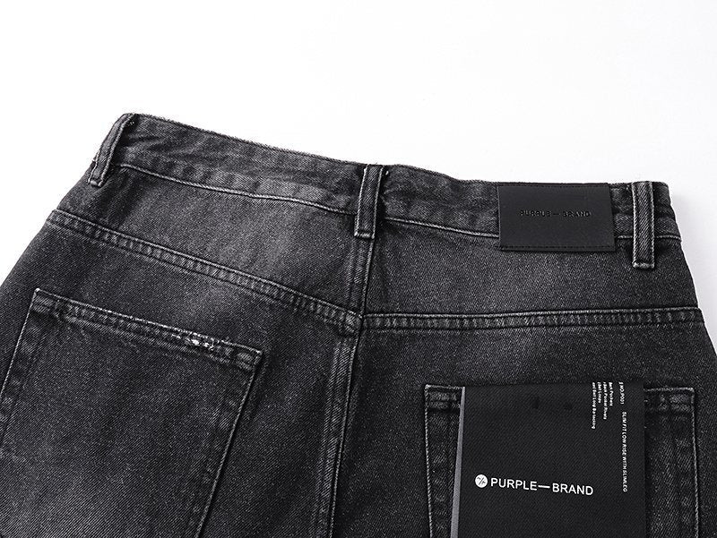 Purple Brand Black Distressed Ripped-Knee Jeans ¡ª detail