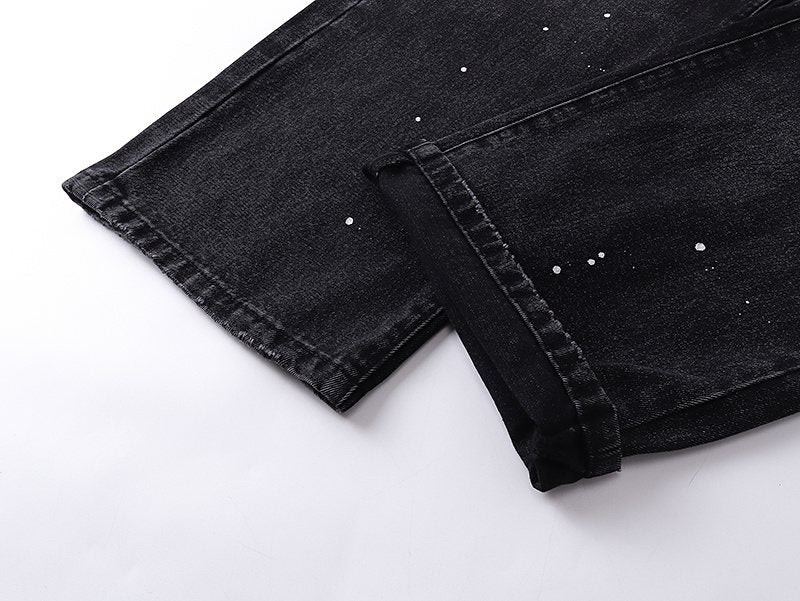 Purple Brand Black Paint-Splatter Distressed Jeans ¡ª detail