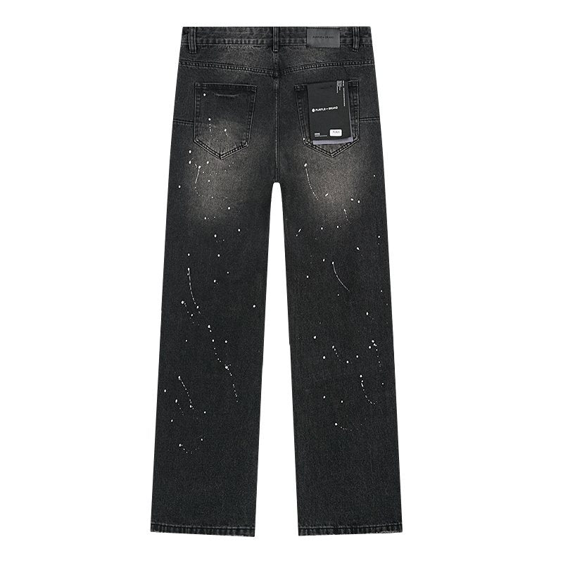 Purple Brand Black Paint-Splatter Distressed Jeans ¡ª back