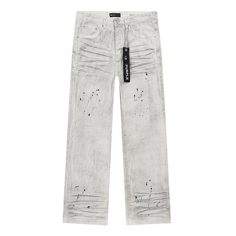 Purple Brand White Paint-Splatter Distressed Jeans ¡ª front