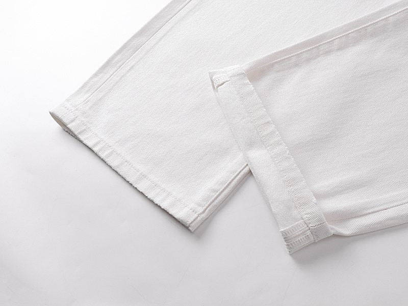 Purple Brand White Distressed Straight-Leg Button-Fly Jeans ¡ª detail