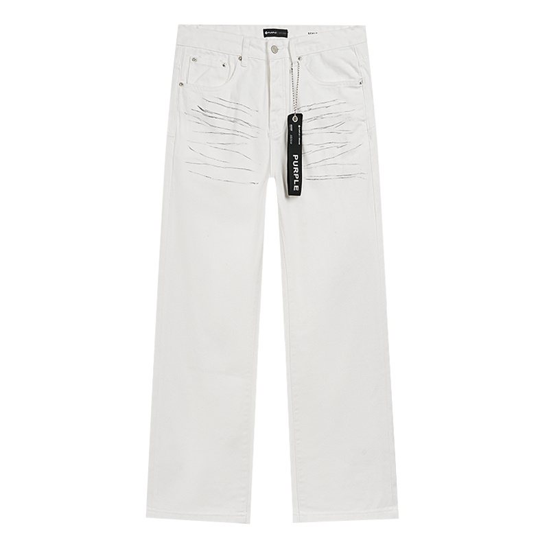 Purple Brand White Distressed Straight-Leg Button-Fly Jeans ¡ª hero