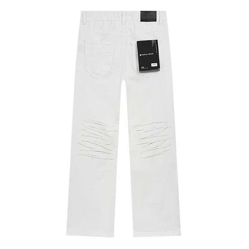 Purple Brand White Distressed Straight-Leg Button-Fly Jeans ¡ª back