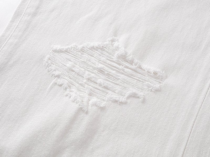 Purple Brand White Distressed Paint-Splatter Jeans ¡ª detail
