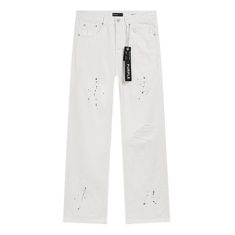 Purple Brand White Distressed Paint-Splatter Jeans ¡ª hero