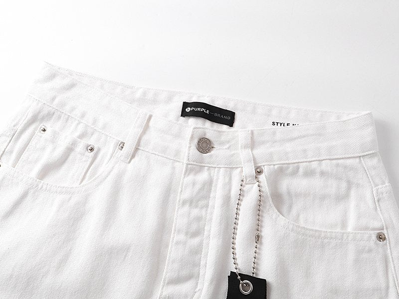 Purple Brand White Distressed Paint-Splatter Jeans ¡ª detail