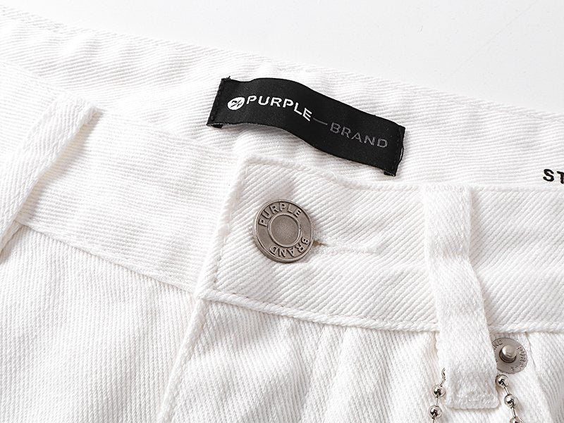 Purple Brand White Distressed Paint-Splatter Jeans ¡ª detail