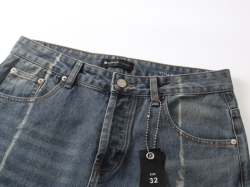Purple Brand PU811 Washed Blue Distressed Straight-Leg Jeans ¡ª detail