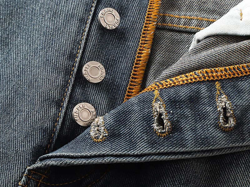 Purple Brand PU811 Washed Blue Distressed Straight-Leg Jeans ¡ª detail
