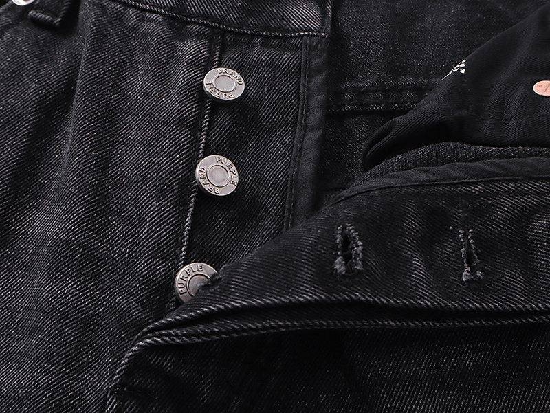 Purple Brand Black Distressed Washed Denim Jeans ¡ª detail