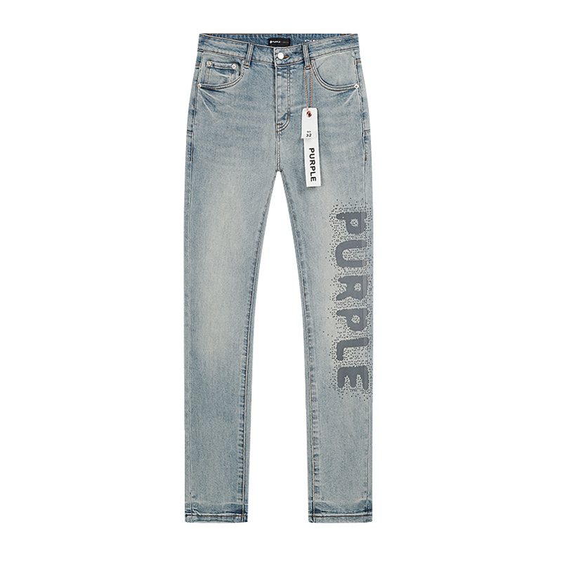 Purple Brand Light Blue Leg-Graphic Jeans ¡ª front