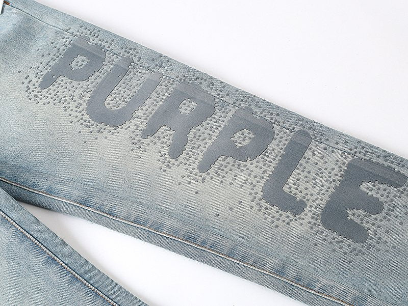Purple Brand Light Blue Leg-Graphic Jeans ¡ª detail