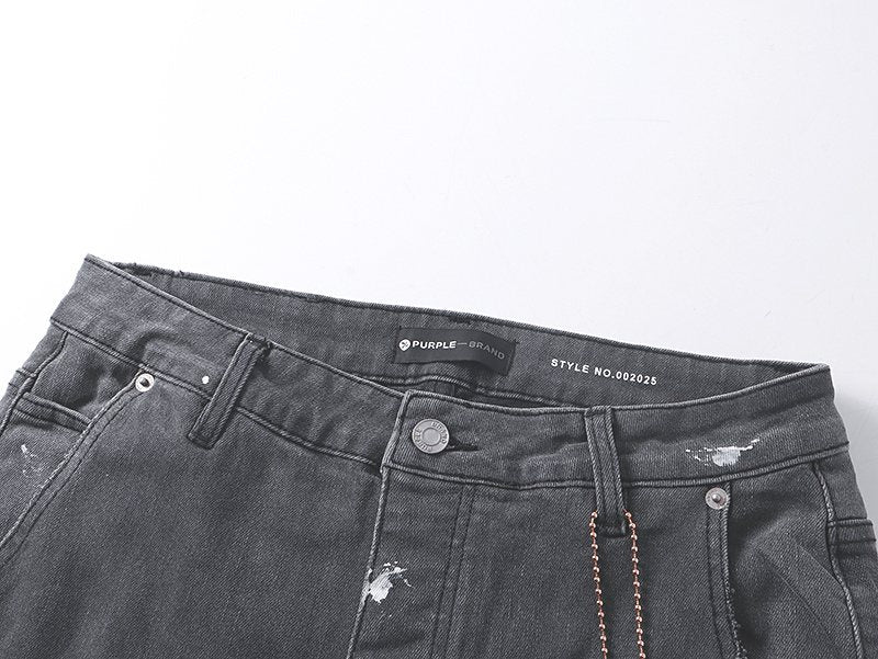 Purple Brand Charcoal Gray Paint-Splatter Cargo Jeans ¡ª detail