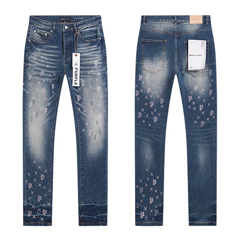 Purple Brand Blue Rhinestone-Style Motif Jeans ¡ª hero