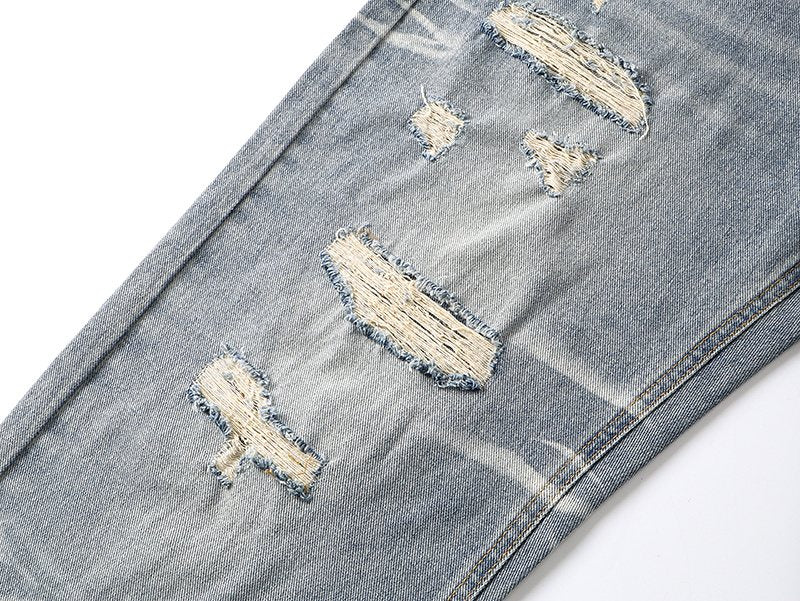 Purple Brand Light Blue Scribble Graphic Distressed Jeans ¡ª detail