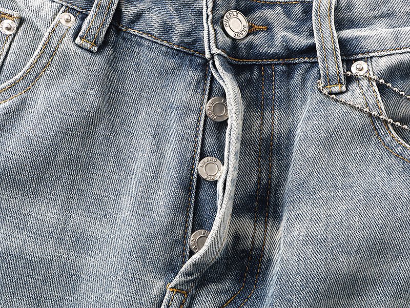 Purple Brand Light Blue Scribble Graphic Distressed Jeans ¡ª detail