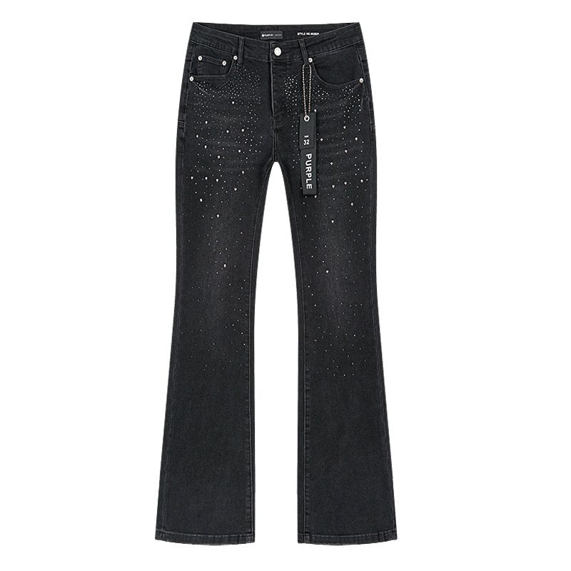 Purple Brand Rhinestone Flare Jeans ¡ª front