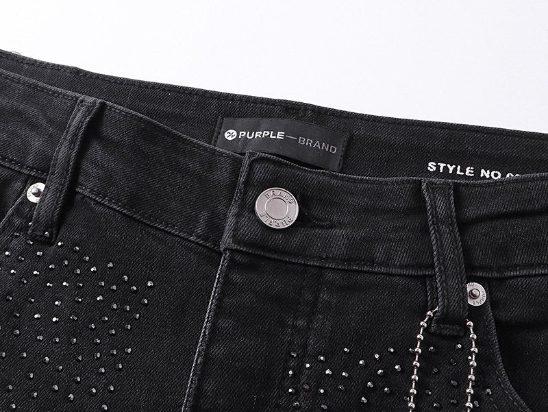 Purple Brand Rhinestone Flare Jeans ¡ª detail