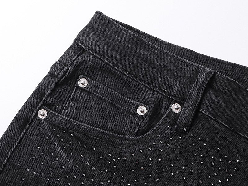 Purple Brand Rhinestone Flare Jeans ¡ª detail