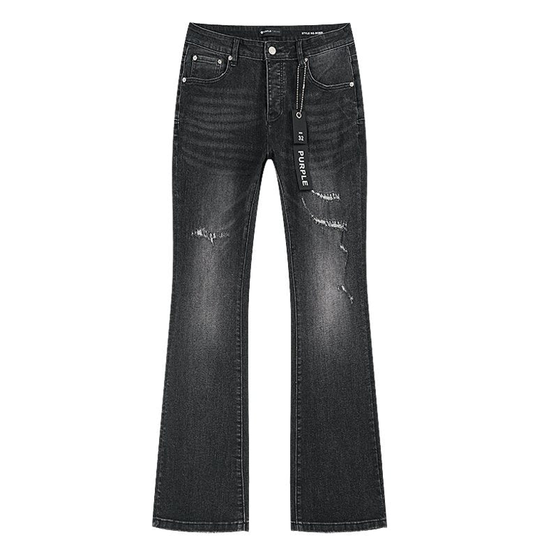 Purple Brand Washed Black Distressed Flare Jeans ¡ª hero